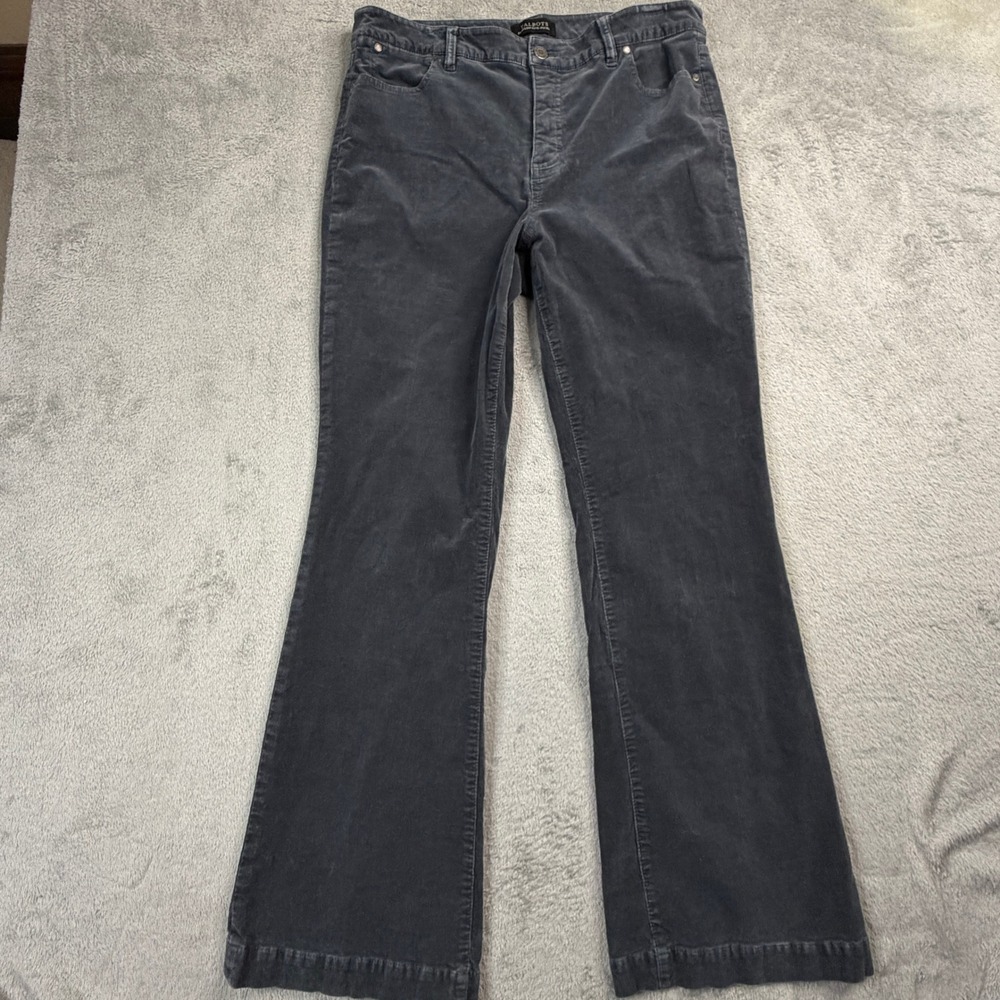 Talbots Flawless Five Pocket Flare Corduroy Pants Gray Womens 14 Flare Leg 05/16